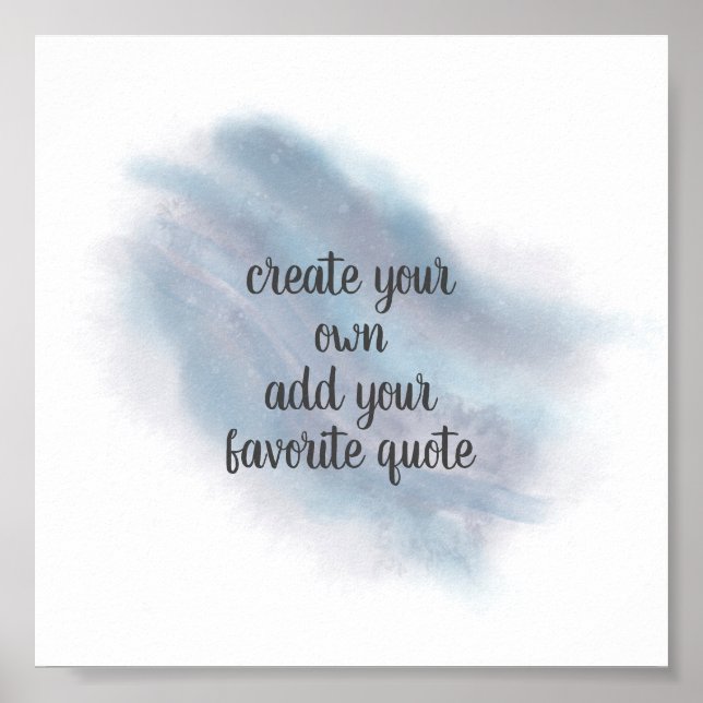 Poster aquarelle bleu gris ajouter un guillemet (Devant)