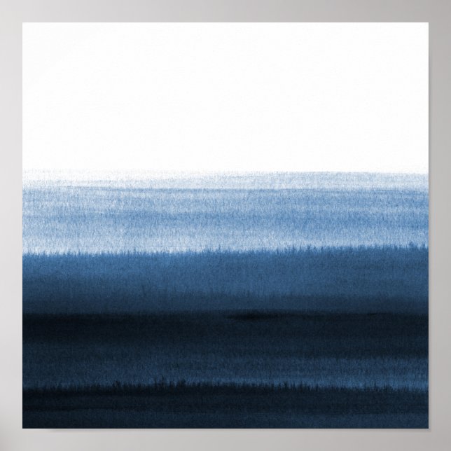 Poster Aquarelle bleu marine Ombre (Devant)