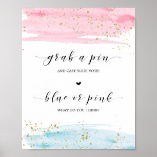Poster Aquarelle Bleu ou rose Sexe Révéler attraper un pi