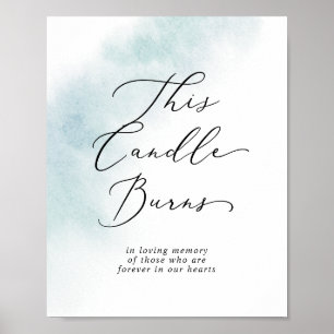Poster Aquarelle Bleue Cette bougie Brûle un signe commém