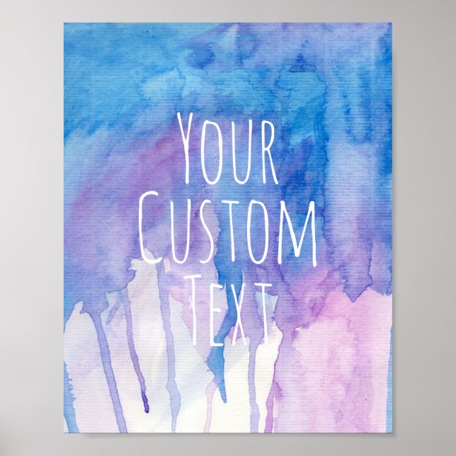 Poster Aquarelle bleue et violette - devis personnalisé | (Devant)