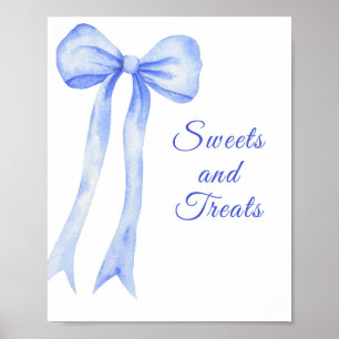 Poster Aquarelle Blue Bow Sweets et Traitements
