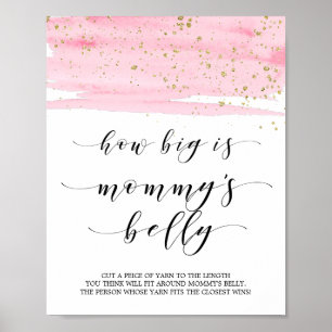 Poster Aquarelle Blush & Gold Baby shower ventre maman