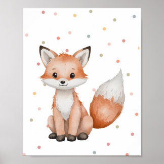 Poster Aquarelle Boho Fox Nursery Woodland Wall Art