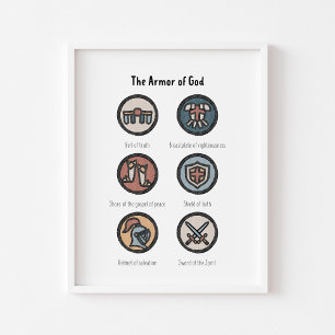 Poster Aquarelle boho l'armure de Dieu