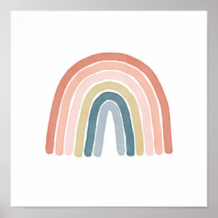 Poster Aquarelle Boho simple Corail arc-en-ciel