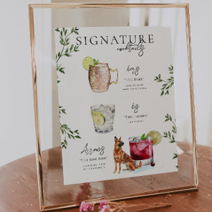Poster Aquarelle   Boisson Signature de la Mariée & du Ma