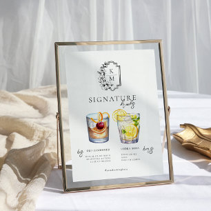 Poster Aquarelle   Boisson Signature de la Mariée & du Ma