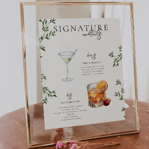 Poster Aquarelle Boisson Signature de la Mariée & du Ma