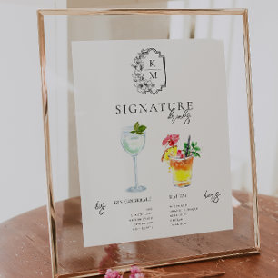 Poster Aquarelle   Boisson Signature de la Mariée & du Ma