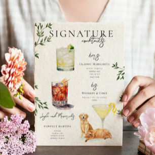 Poster Aquarelle   Boisson Signature de la Mariée & du Ma