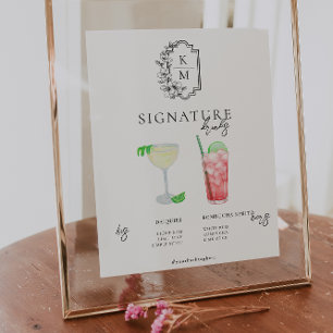 Poster Aquarelle   Boisson Signature de la Mariée et du M