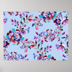Poster Aquarelle botanique sans couture motif. Main dessi
