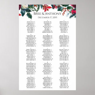Poster Aquarelle Bouquet de Noël Mariage Carte de siège