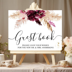 Poster Aquarelle Bourgogne Blush rose et rouge Floral