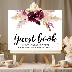 Poster Aquarelle Bourgogne Blush rose et rouge Floral