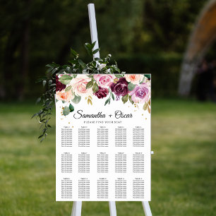 Poster Aquarelle Bourgogne Rustique Fleurs et gouttes d'o