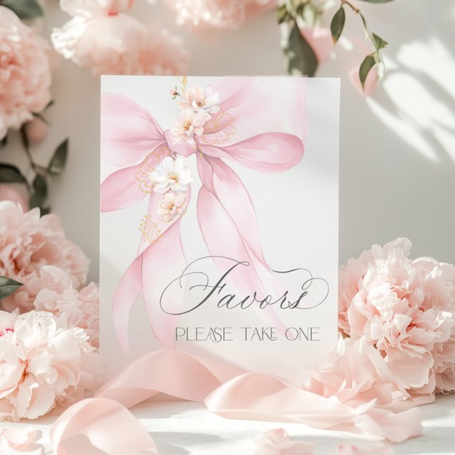 Poster Aquarelle Bow rose Favorise le baby shower (Créateur téléchargé)