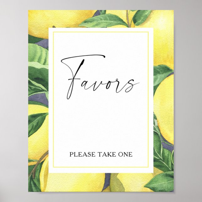 Poster Aquarelle branche citron - faveurs s'il vous plaît (Devant)