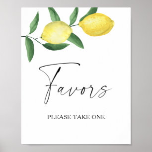 Poster Aquarelle branche citron - faveurs s'il vous plaît