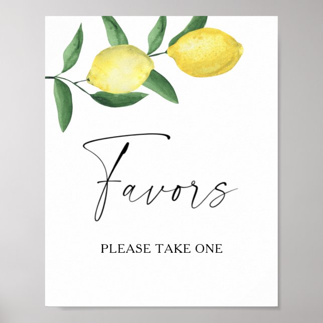 Poster Aquarelle branche citron - faveurs s'il vous plaît (Devant)