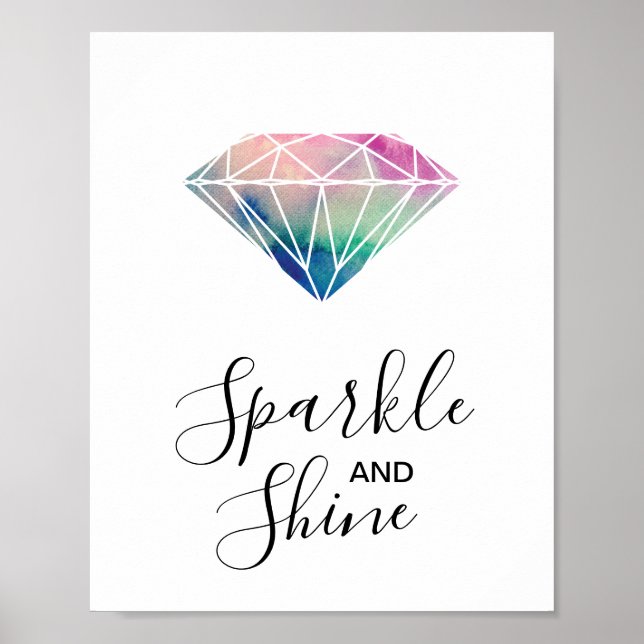 Poster Aquarelle brillante et étincelante Diamond Inspira (Devant)