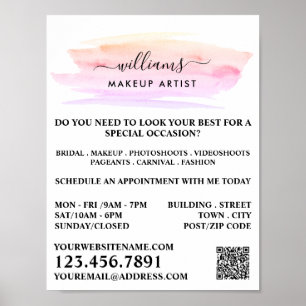 Poster Aquarelle brosse, maquillage Artiste publicité