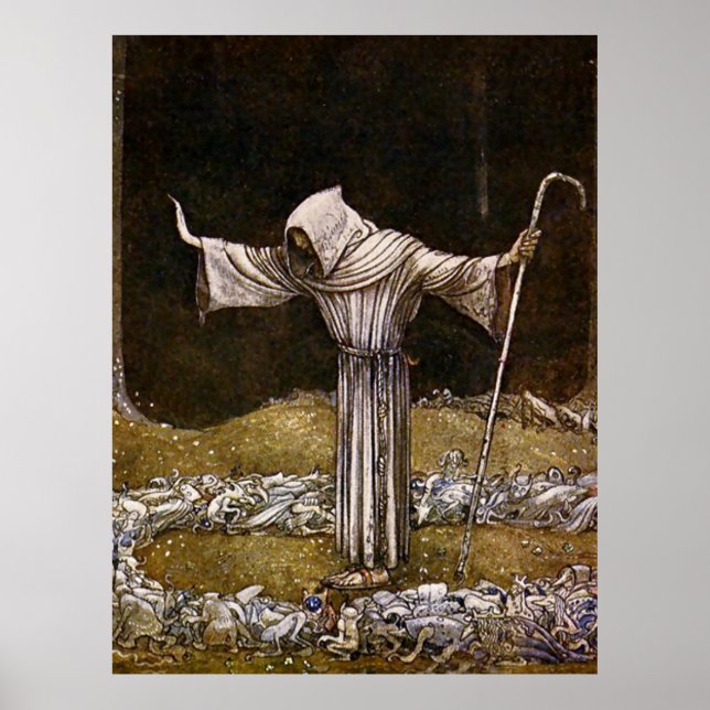 Poster Aquarelle "Brother Martin" par John Bauer (Devant)