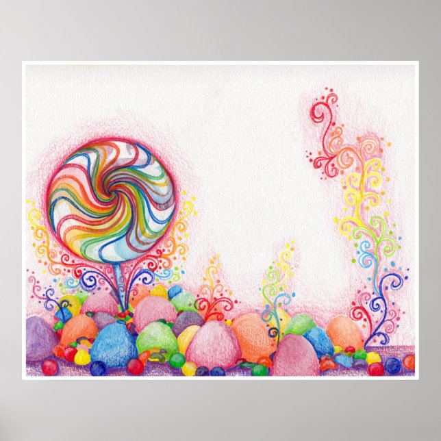 Poster Aquarelle Candy Land Print (Devant)