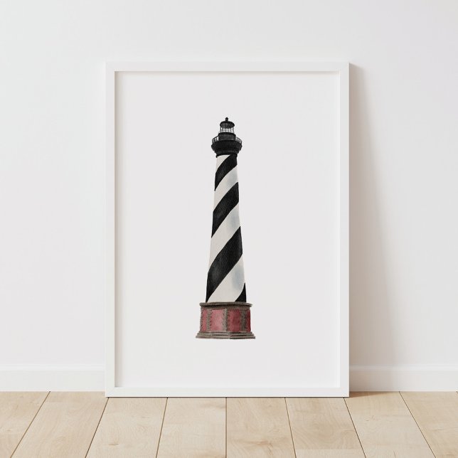 Poster Aquarelle Cape Hatteras Phare Décor Nautique (Créateur téléchargé)