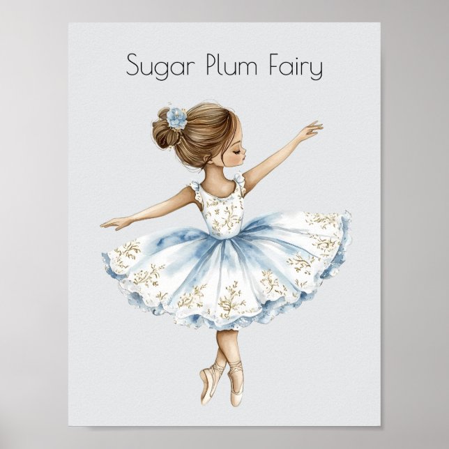 Poster Aquarelle Casse-noisette Ballet Sucre Plum Fée (Devant)