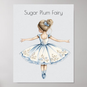 Poster Aquarelle Casse-noisette Ballet Sucre Plum Fée