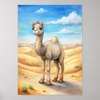 Poster Aquarelle Chameau Capricieux, Illustration de la N