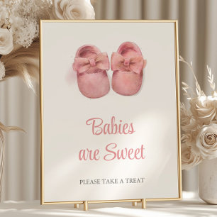 Poster Aquarelle Chaussures rose Baby shower Les bébés so