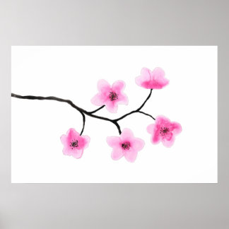 Poster Aquarelle Cherry Blossom