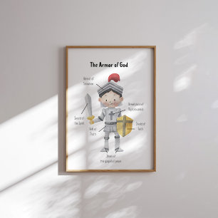 Poster Aquarelle cheveux foncés garçon l'armure de Dieu i