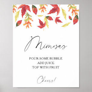 Poster Aquarelle chute feuilles - mimosas