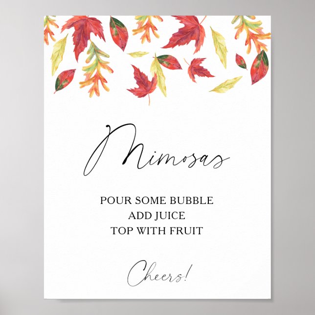 Poster Aquarelle chute feuilles - mimosas (Devant)