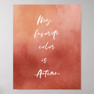 Poster Aquarelle Citation d'automne Burnt Orange Poster(M