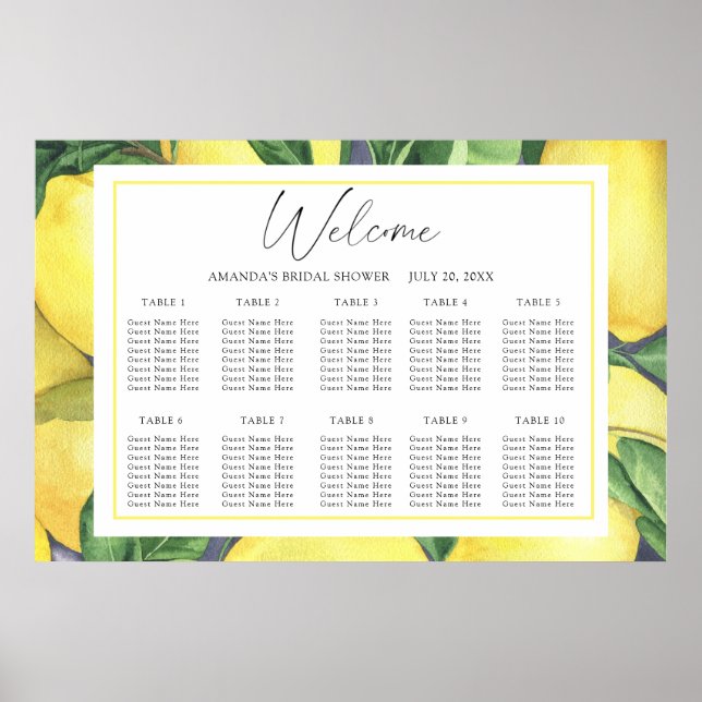 Poster Aquarelle Citron CITRUS mariage (Devant)
