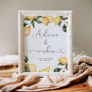 Poster Aquarelle citron conseils et souhaits pour les jeu