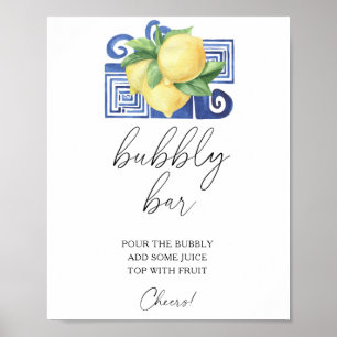 Poster Aquarelle citron moderne citrus - bar pétillant