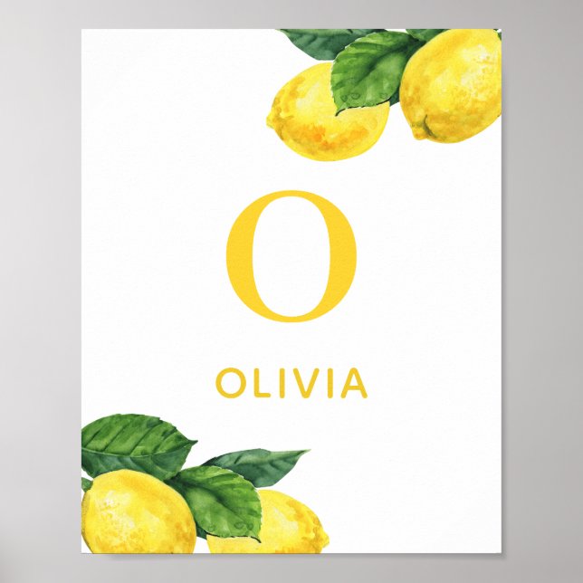 Poster Aquarelle Citron | Nom de l'agrumes botanique Nurs (Devant)