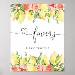 Poster Aquarelle Citrus Citron Baby shower Faveurs Signal
