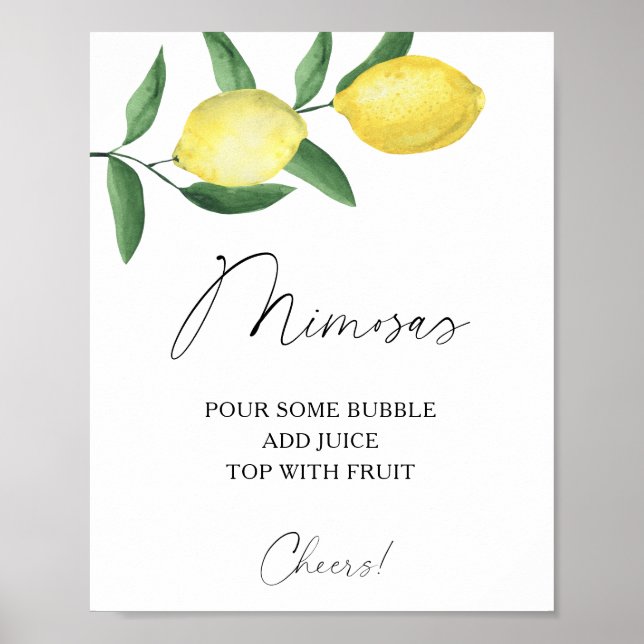 Poster Aquarelle citrus citron - mimosas (Devant)
