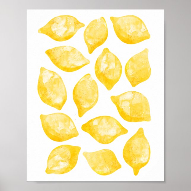 Poster Aquarelle Citrus Motif aux fruits (Devant)