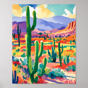 Poster Aquarelle colorée Cactus Imprimer