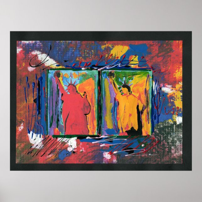 Poster Aquarelle colorée moderne 2 Statue de la liberté (Devant)