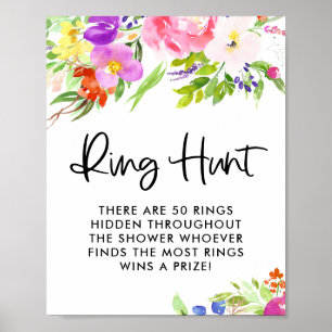 Poster Aquarelle colorée Printemps fleuris Ring chasse je