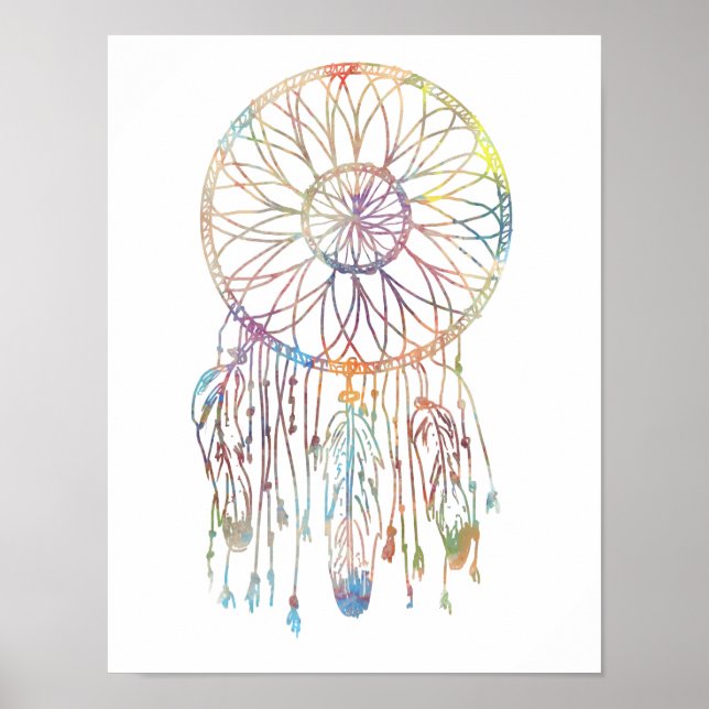 Poster Aquarelle colorée Whimsical Dream Catcher (Devant)